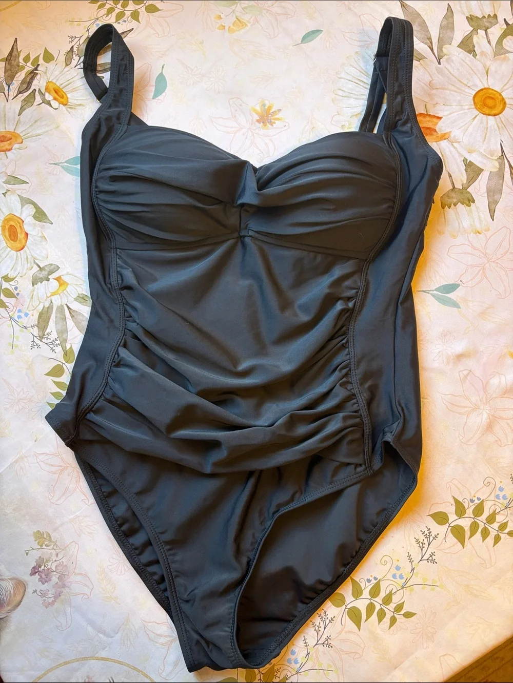Sculpting Black Ruched One-Piece Swimsuit